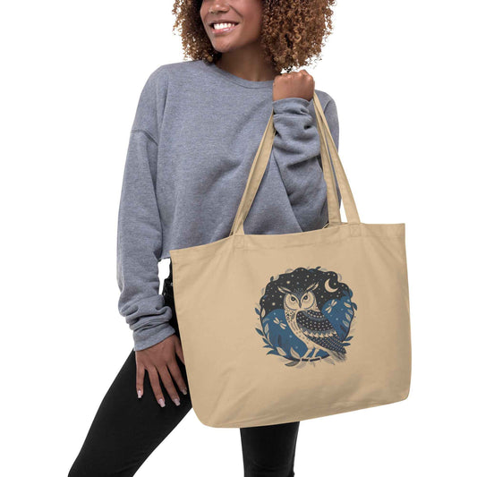 Owl Large Organic Tote Bag - Stylish, Eco-Friendly, Versatile For Every Occasion Dudeily