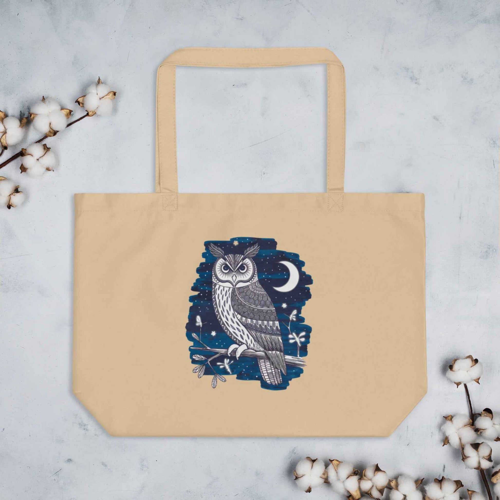 Owl Large Organic Tote Bag - Eco-Friendly, Durable & Spacious Dudeily