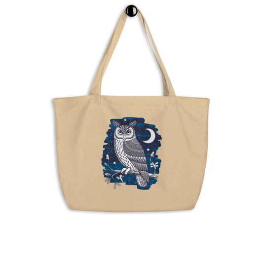 Owl Large Organic Tote Bag - Eco-Friendly, Durable & Spacious Oyster Dudeily