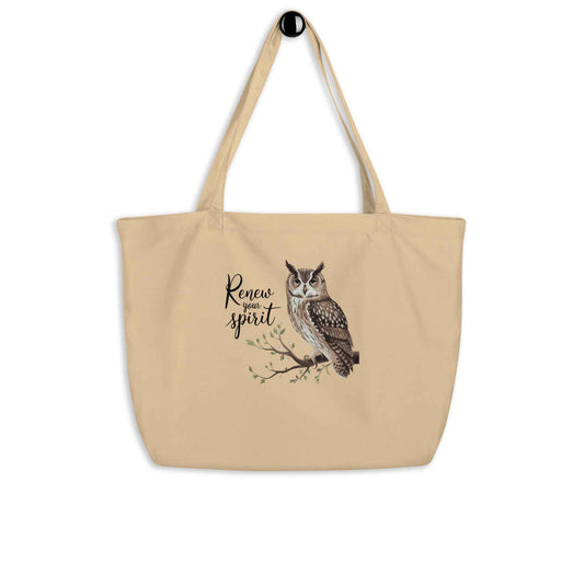 Large Organic Tote Bag: Owl Themed Eco-Friendly, Spacious, and Built to Last Oyster Dudeily