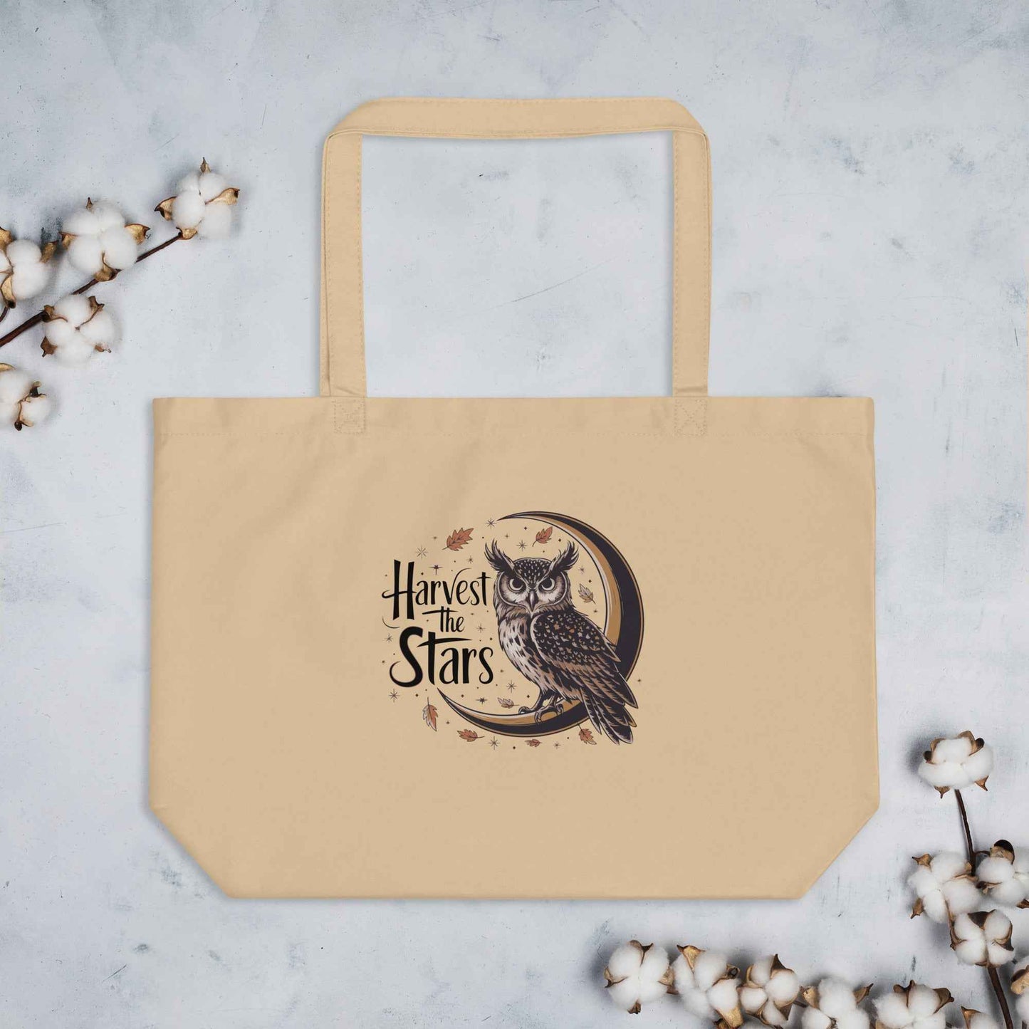 Large Organic Tote Bag: Owl Themed Spacious, Durable, and Eco-Friendly for Every Day Dudeily