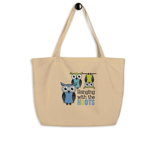 Large Organic Tote Bag: Owl Themed Spacious, Durable, and Eco-Friendly for All Your Essentials Oyster Dudeily
