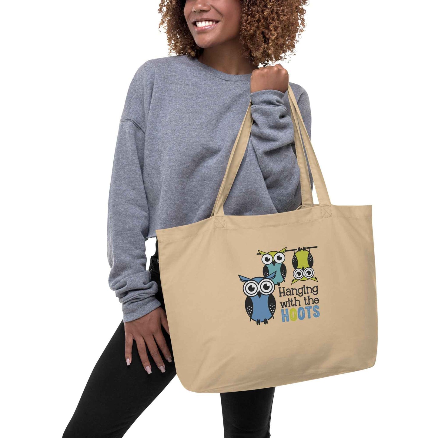 Large Organic Tote Bag: Owl Themed Spacious, Durable, and Eco-Friendly for All Your Essentials Dudeily