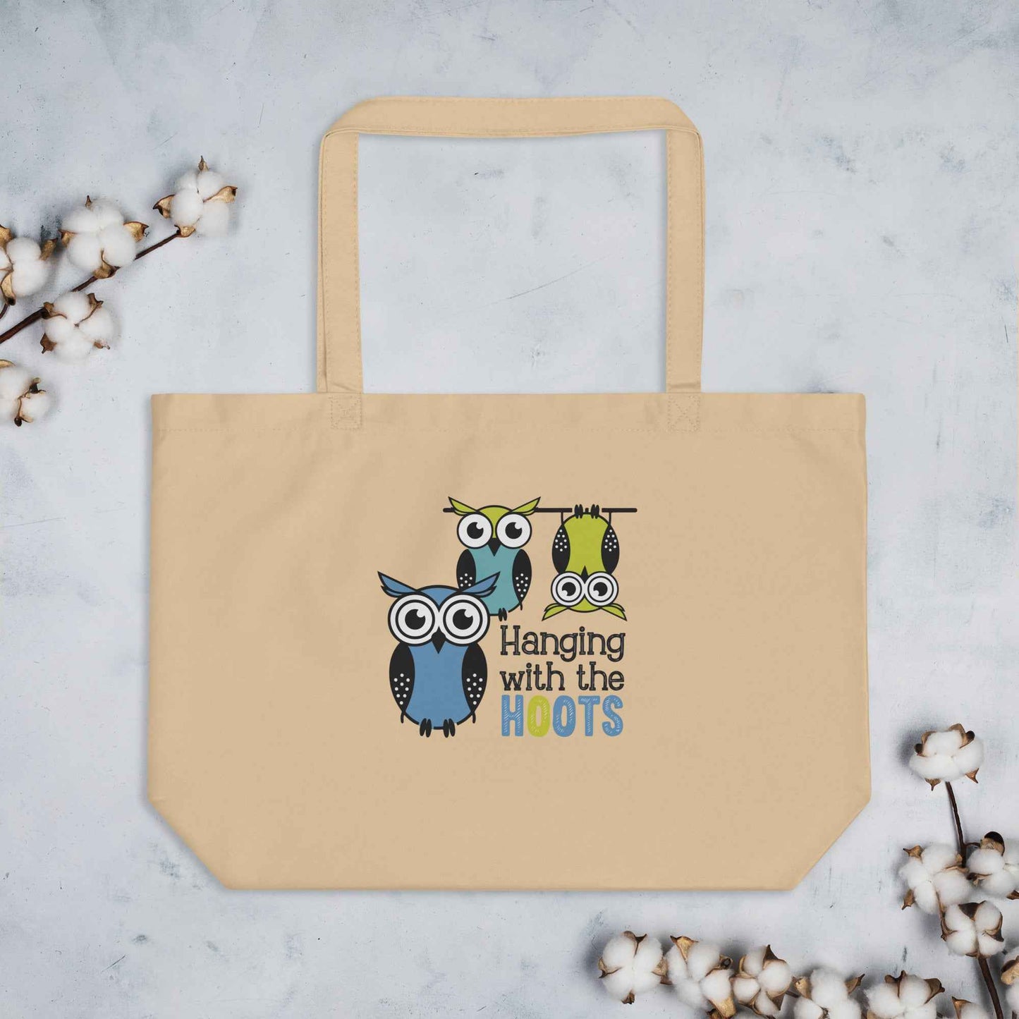 Large Organic Tote Bag: Owl Themed Spacious, Durable, and Eco-Friendly for All Your Essentials Dudeily