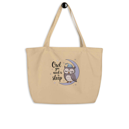 Large Organic Tote Bag: Owl Themed Eco-Friendly, Spacious, and Durable for Every Day Oyster Dudeily