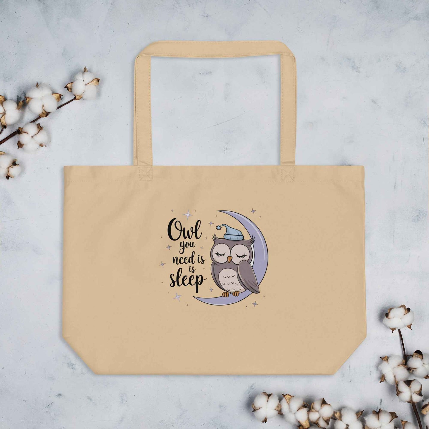 Large Organic Tote Bag: Owl Themed Eco-Friendly, Spacious, and Durable for Every Day Dudeily