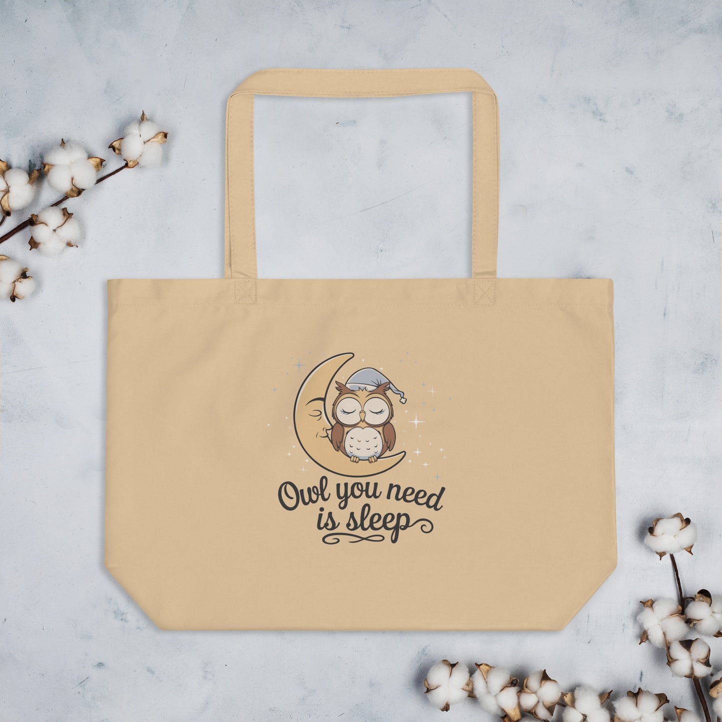 Large Organic Tote Bag: Owl Themed Spacious, Durable, and Eco-Friendly for Your Daily Essentials Dudeily