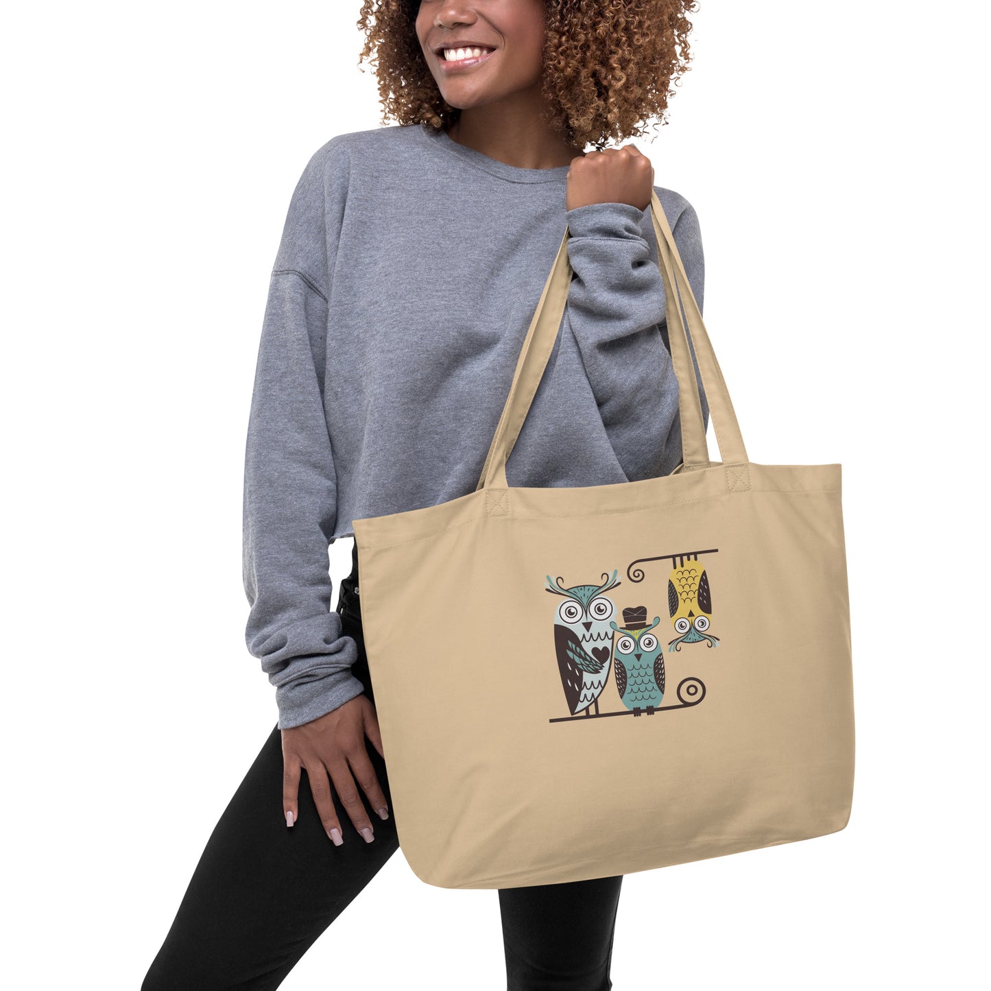 Large Organic Tote Bag: Owl Themed Spacious, Durable, and Eco-Friendly for Your Daily Essentials Dudeily