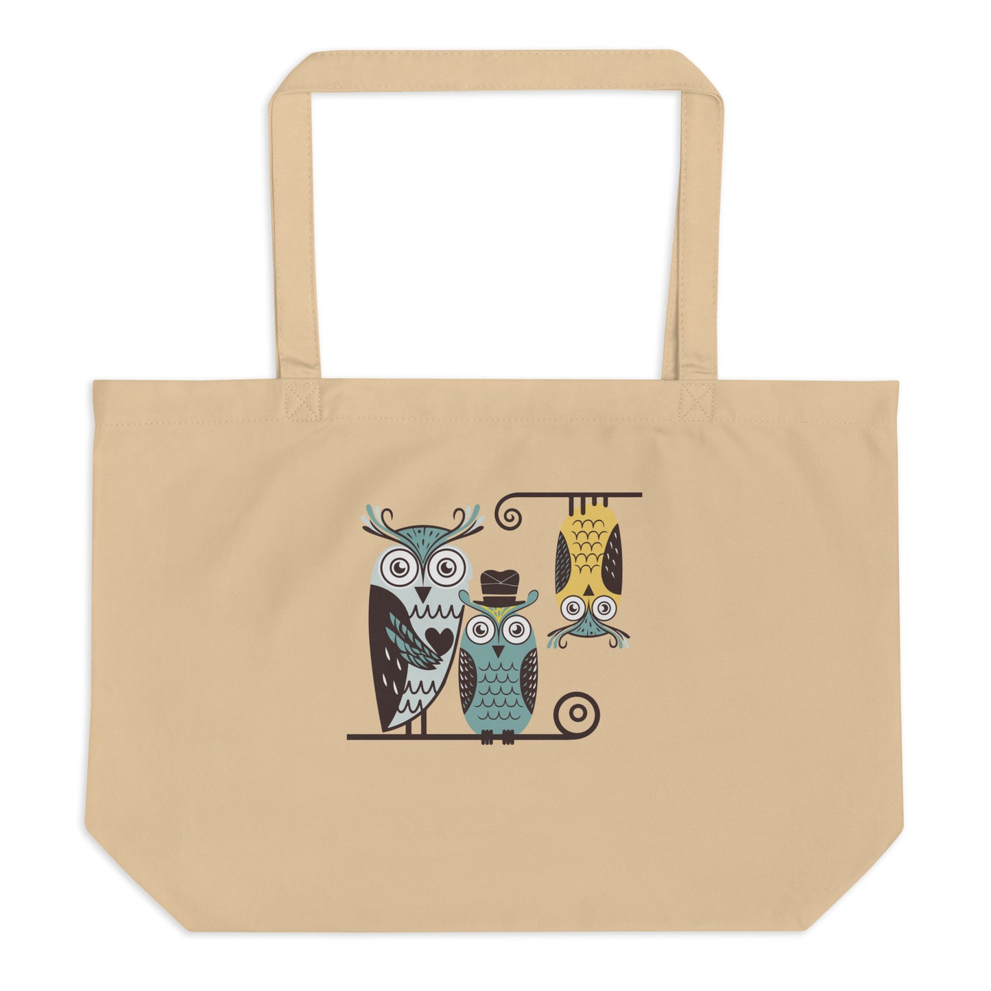 Large Organic Tote Bag: Owl Themed Spacious, Durable, and Eco-Friendly for Your Daily Essentials Dudeily