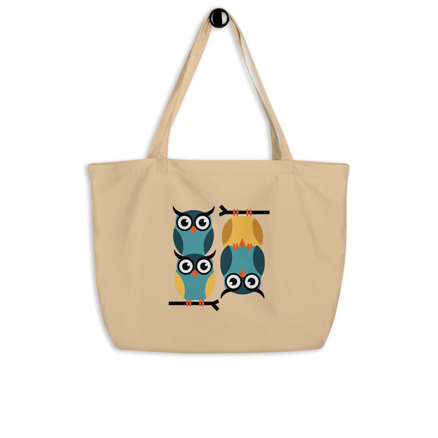 Large Organic Tote Bag: Owl Themed Eco-Friendly, Spacious, and Built for Durability Oyster Dudeily