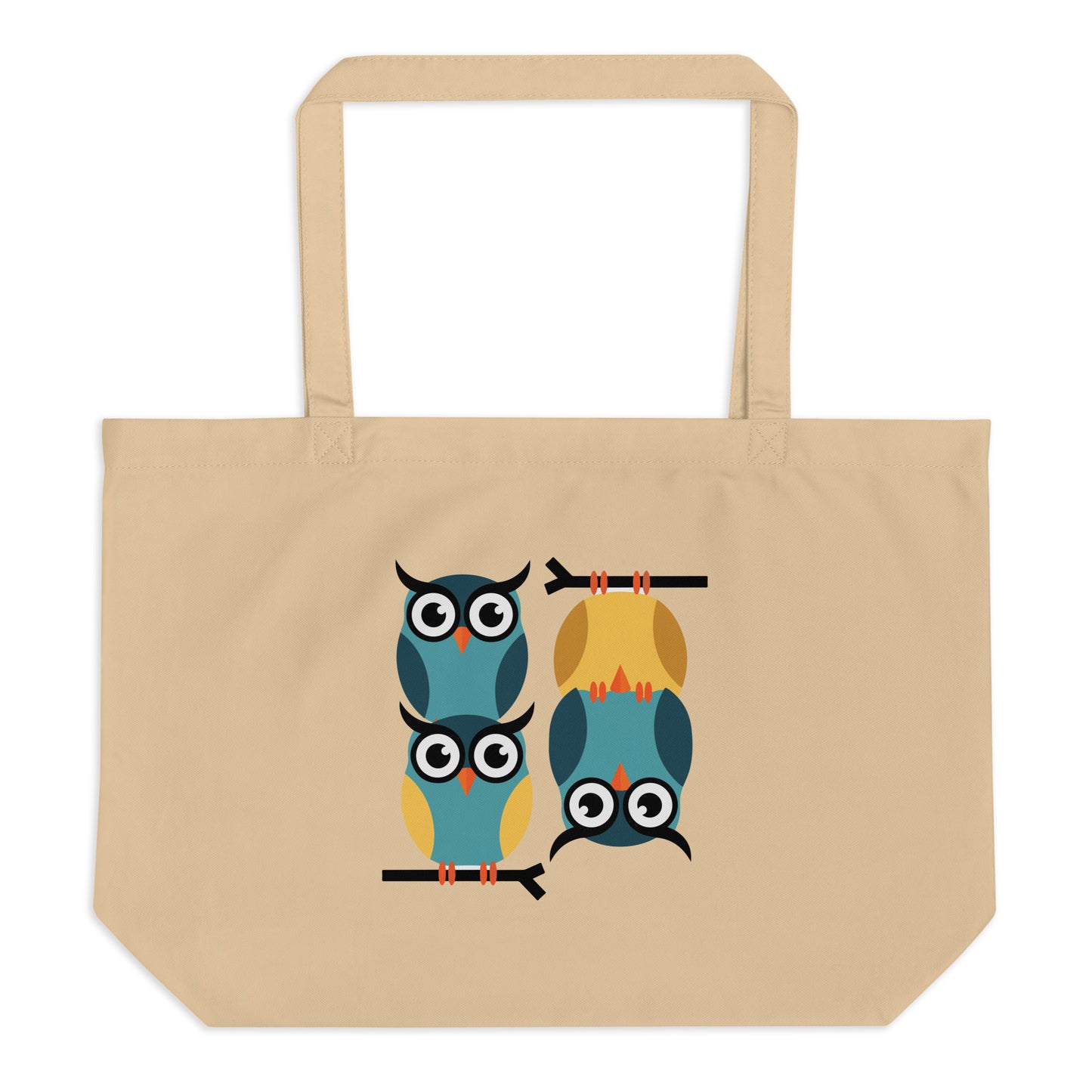 Large Organic Tote Bag: Owl Themed Eco-Friendly, Spacious, and Built for Durability Dudeily