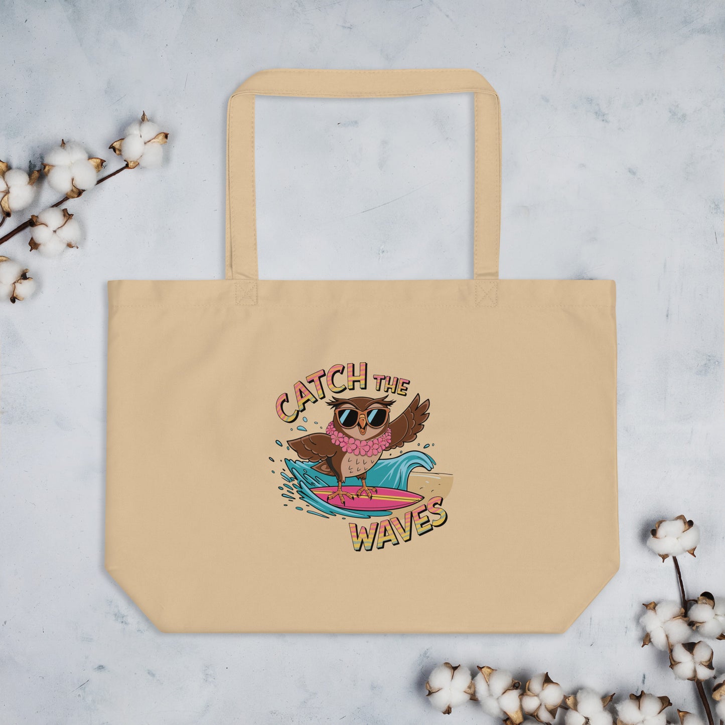 Large Organic Tote Bag: Owl Themed Spacious, Sustainable, and Durable for Everyday Use Dudeily