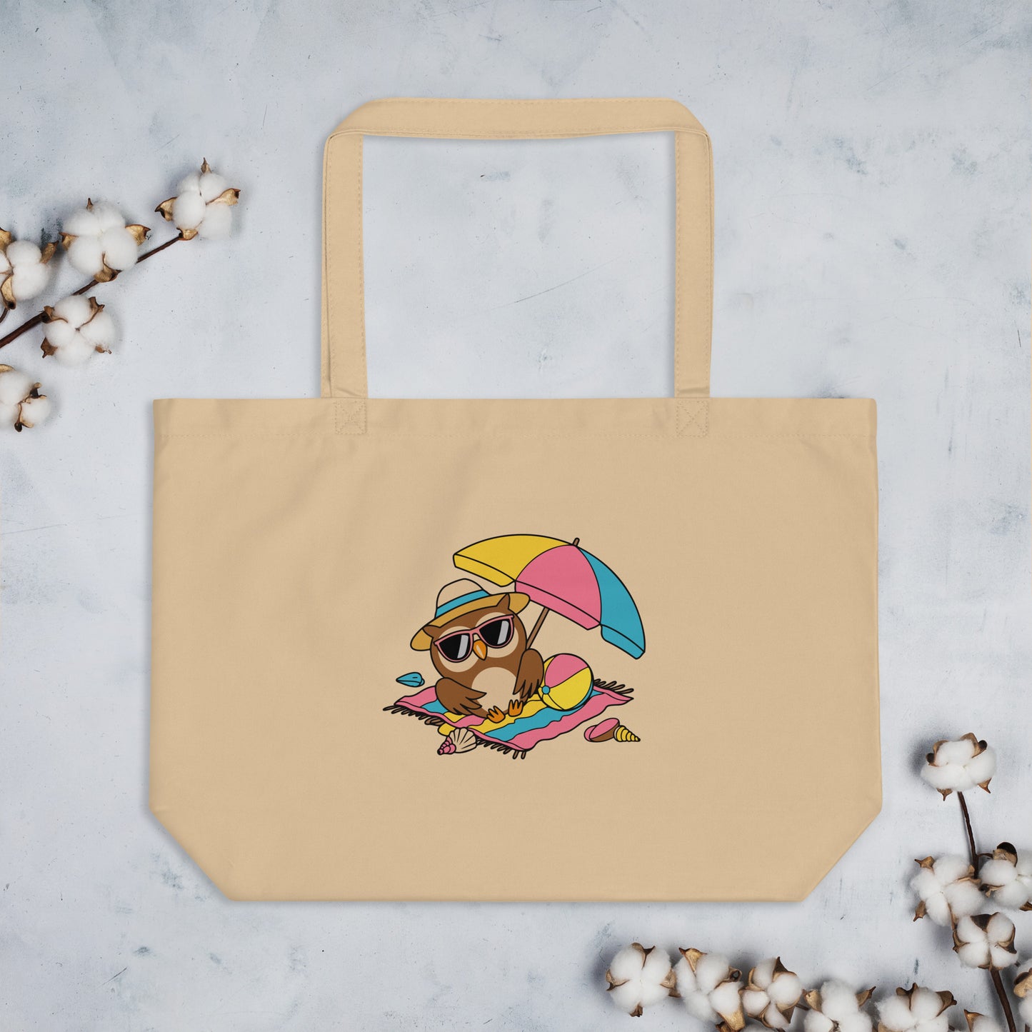 Large Organic Tote Bag - Owl Themed Eco-Friendly, Reusable, Stylish Shopping Bag Dudeily
