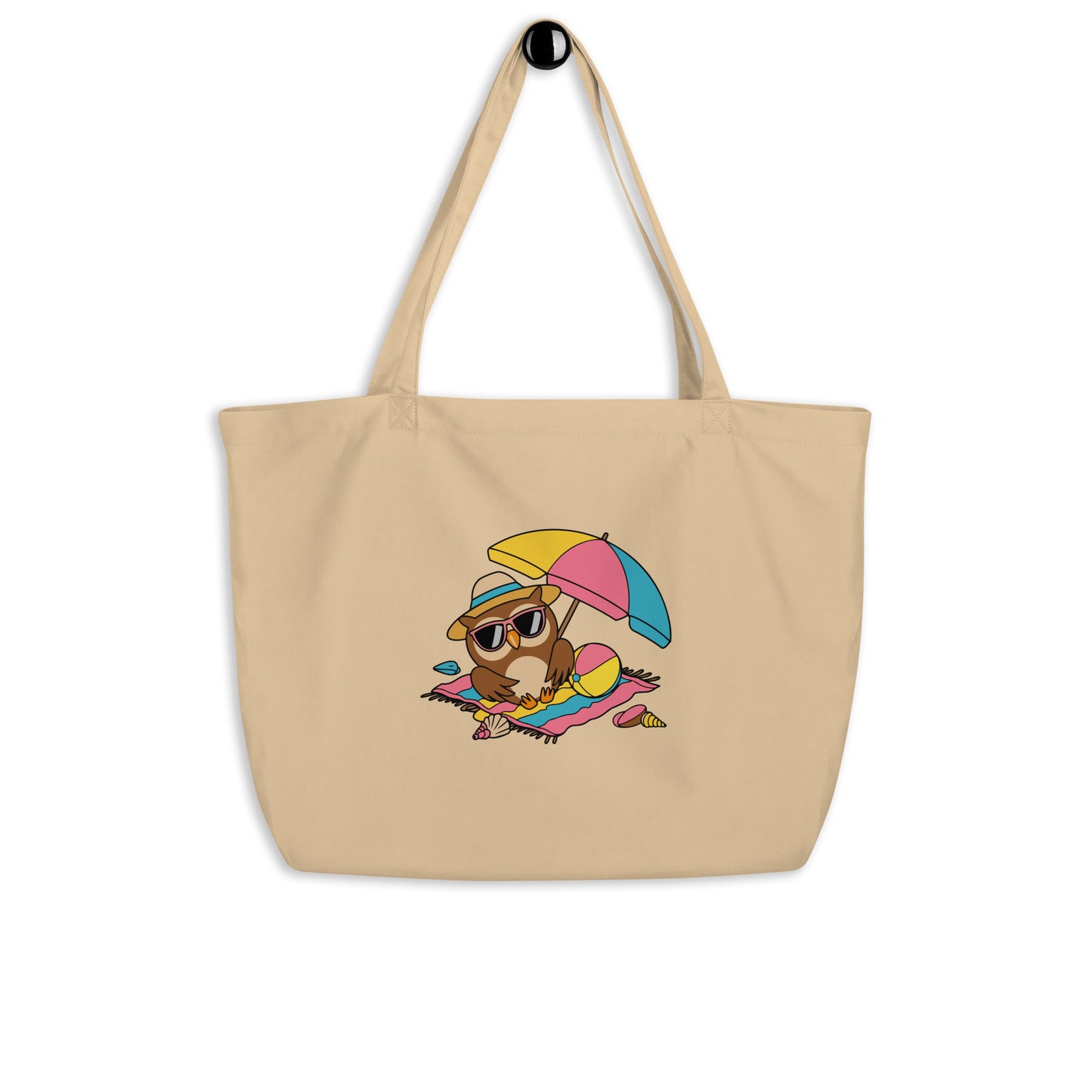 Large Organic Tote Bag - Owl Themed Eco-Friendly, Reusable, Stylish Shopping Bag Oyster Dudeily