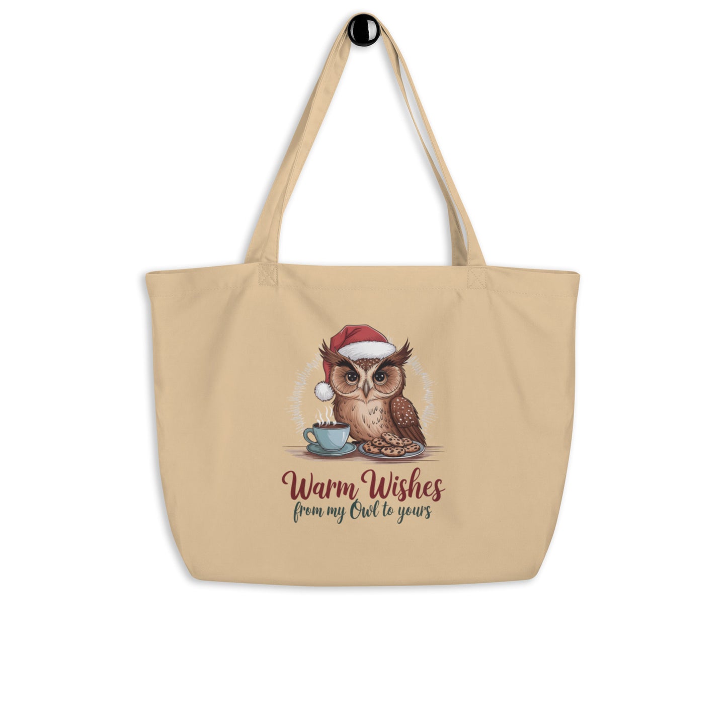 Large Organic Tote Bag: Owl Themed Spacious, Durable, and Eco-Friendly for Everyday Use Oyster Dudeily