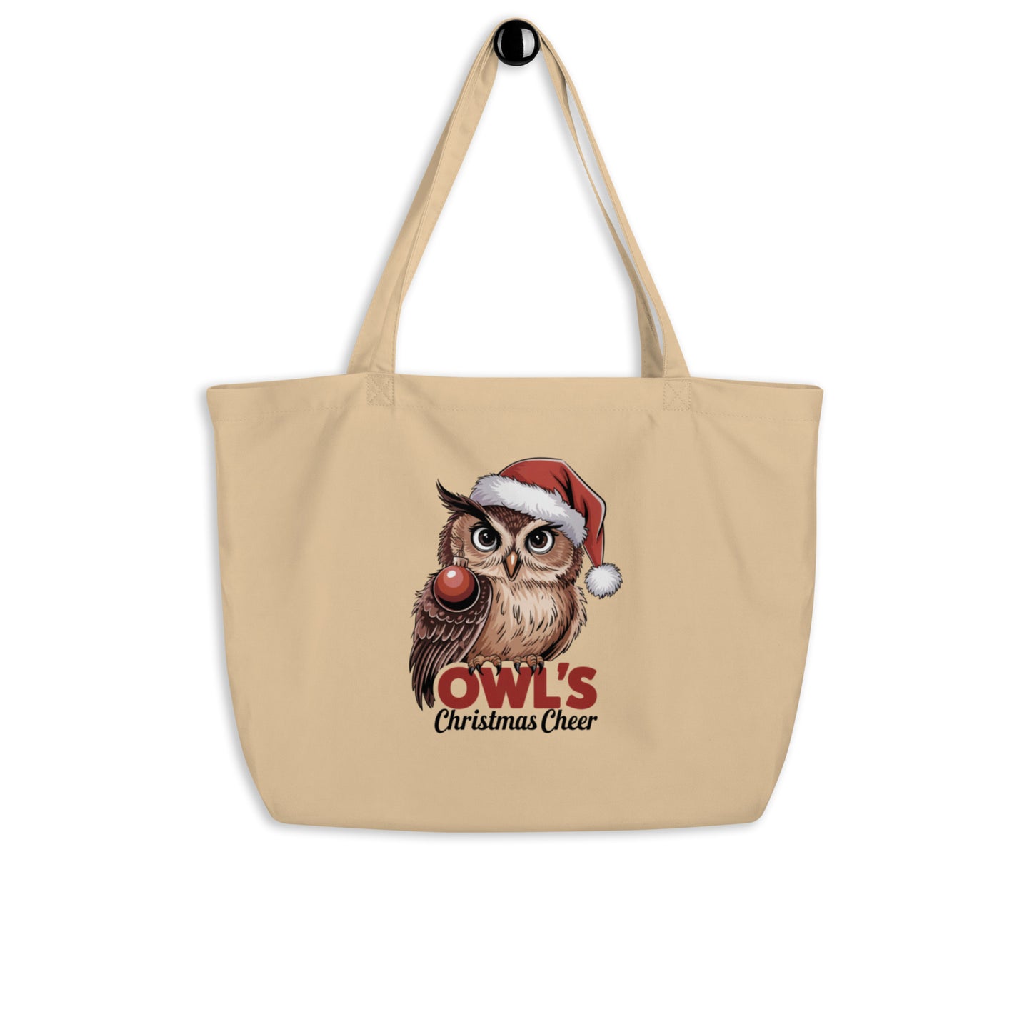 Large Organic Tote Bag - Spacious Owl Eco-Friendly Fashion for Everyday Use Oyster Dudeily