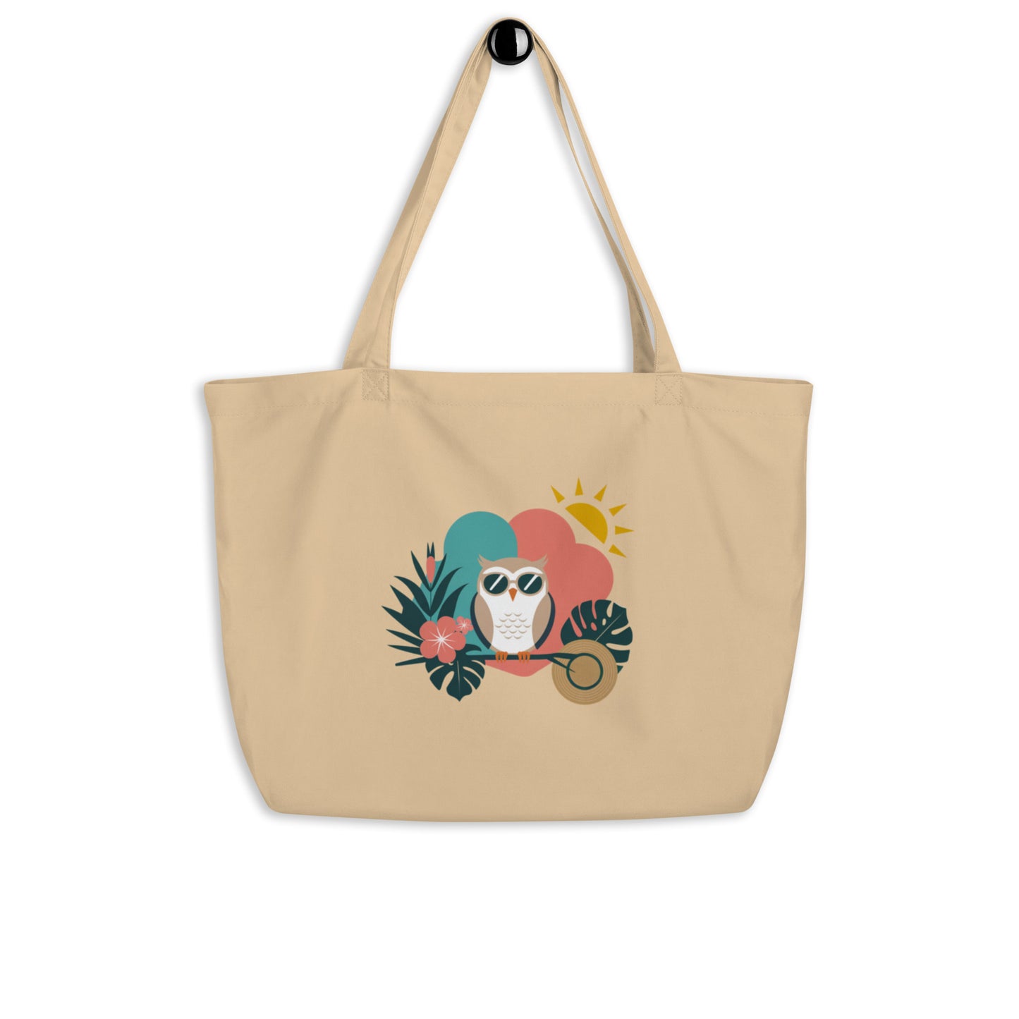 Large Organic Tote Bag: Eco-Friendly and Spacious for Owl Lovers Oyster Dudeily