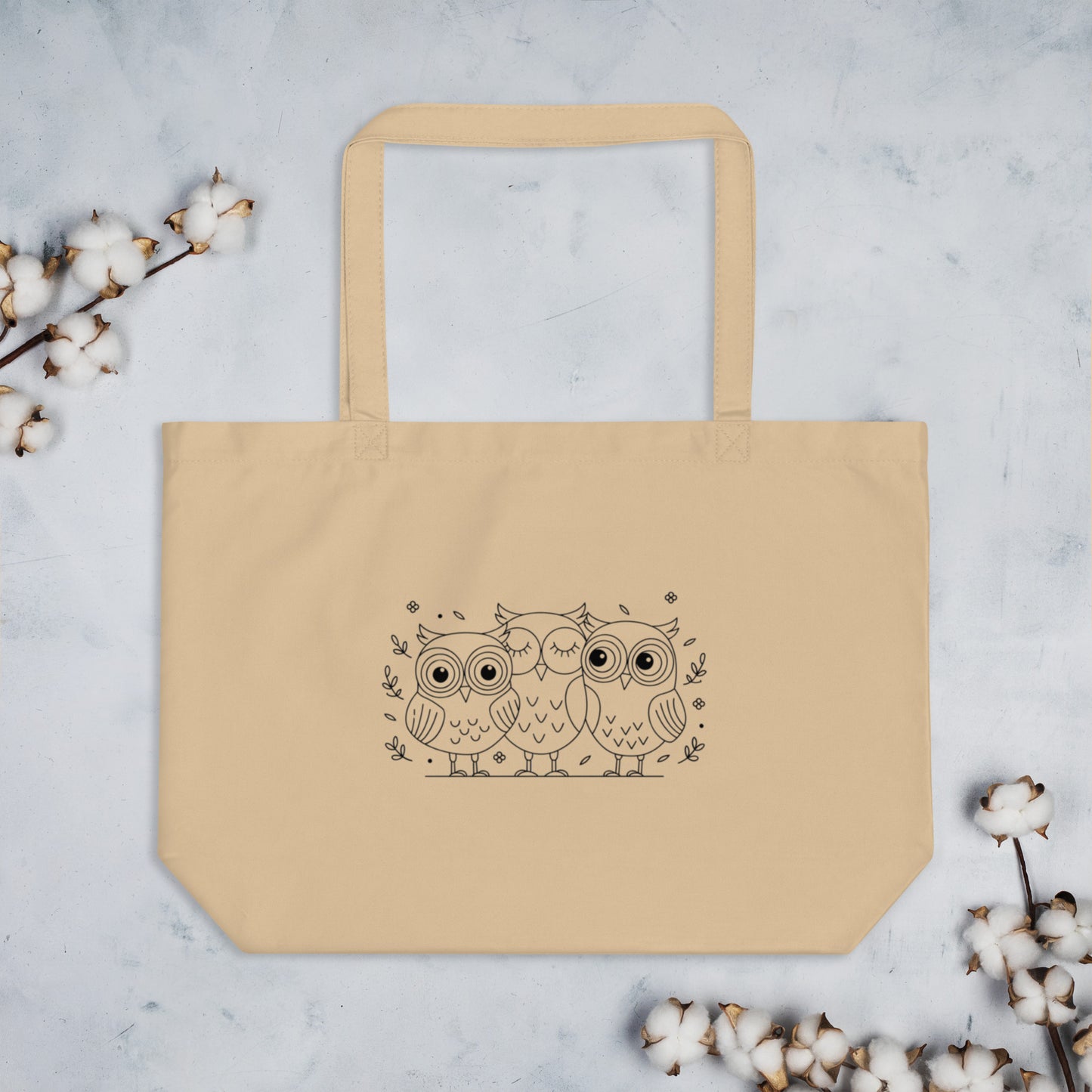 Large Organic Tote Bag: Spacious, Eco-Friendly, and Perfect for Owl Lovers Dudeily