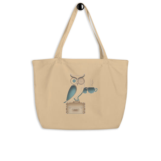 Large Organic Tote Bag: Spacious, Eco-Friendly, and Perfect for Owl Lovers Oyster Dudeily