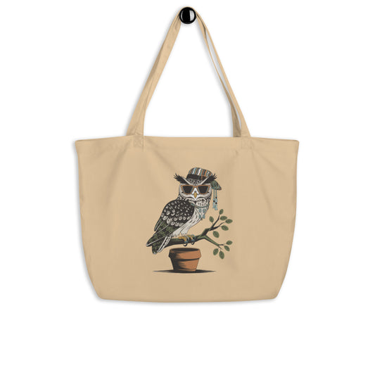 Large Organic Tote Bag: Spacious, Eco-Friendly, and Ideal for Owl Lovers Everywhere Oyster Dudeily