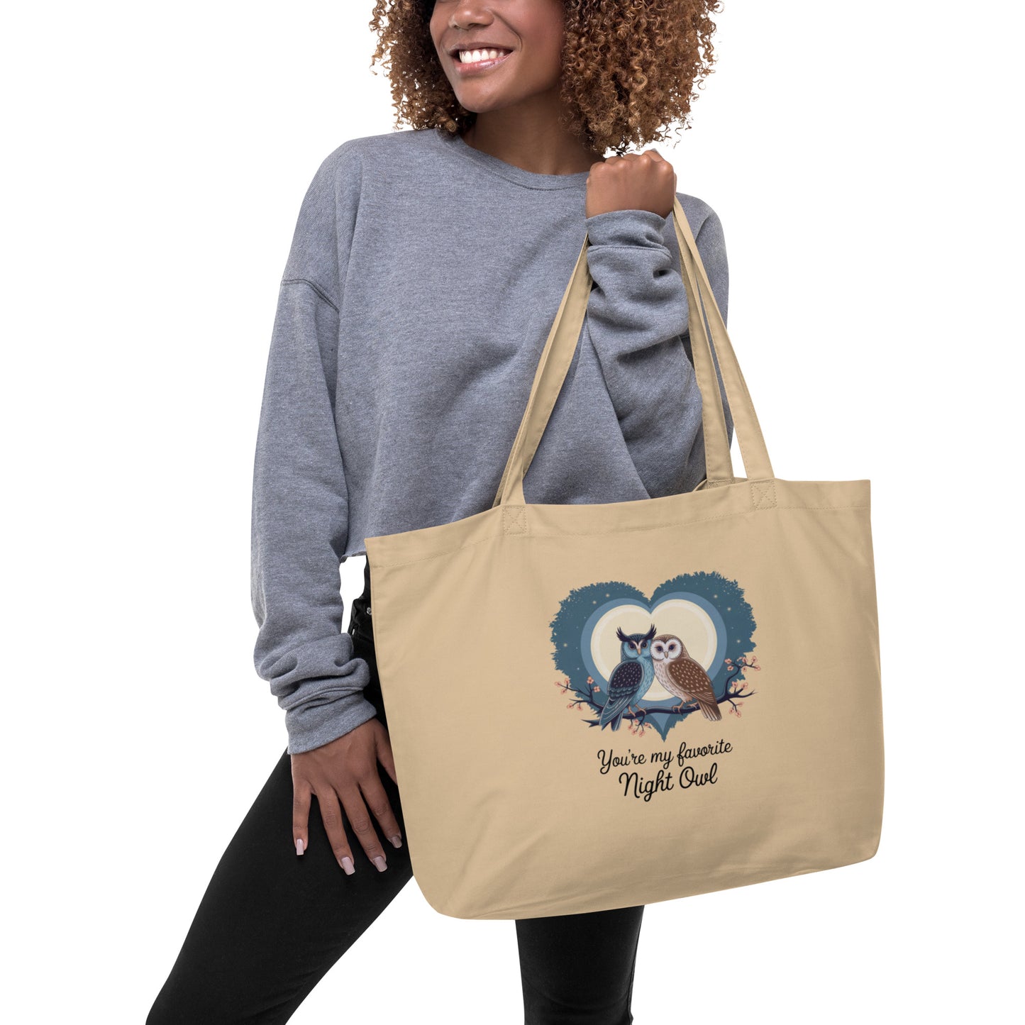 Owl-Themed Large Organic Tote Bag | Stylish and Eco-Friendly Dudeily