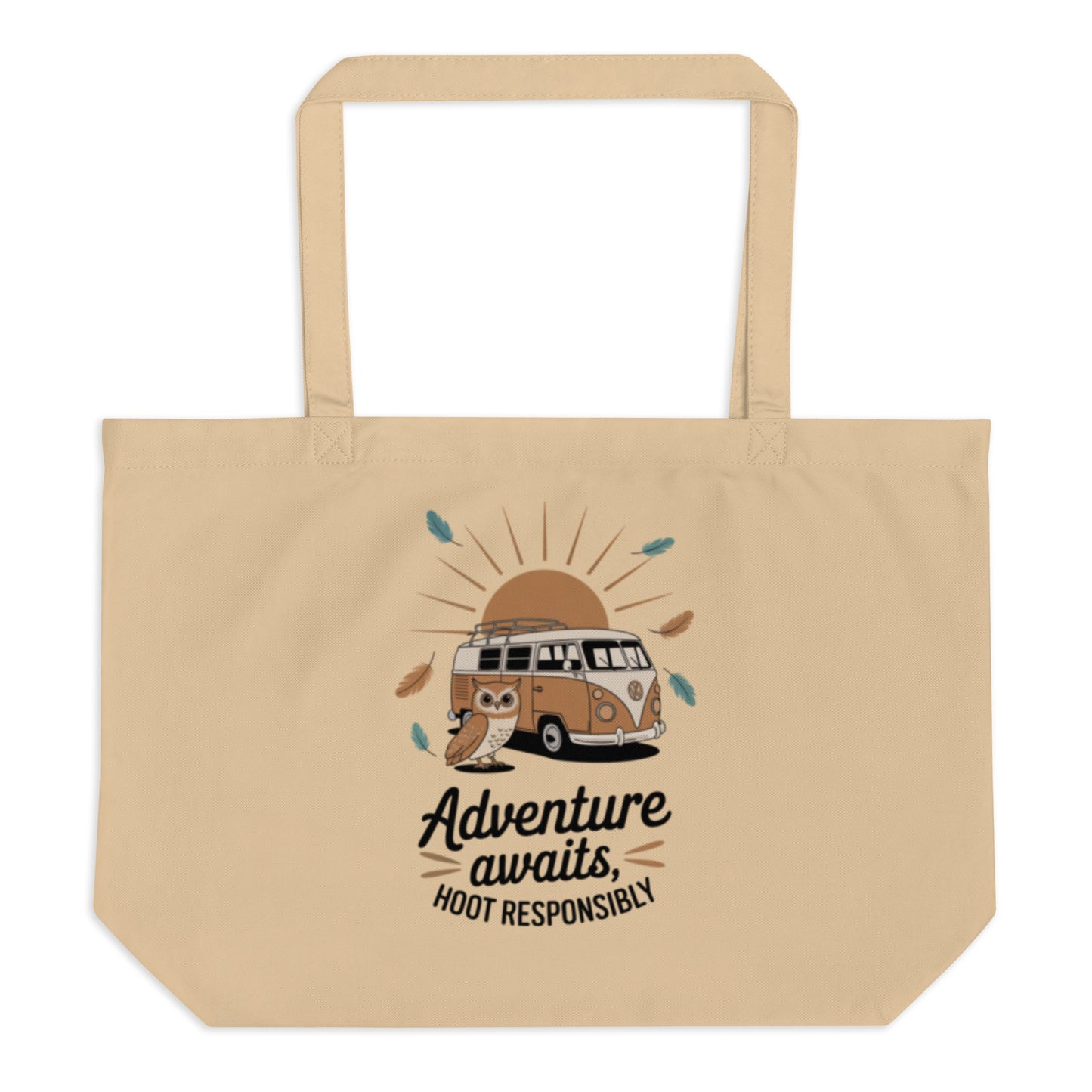 Large Organic Tote Bag | Owl Themed Spacious for Sustainable Fashion Dudeily