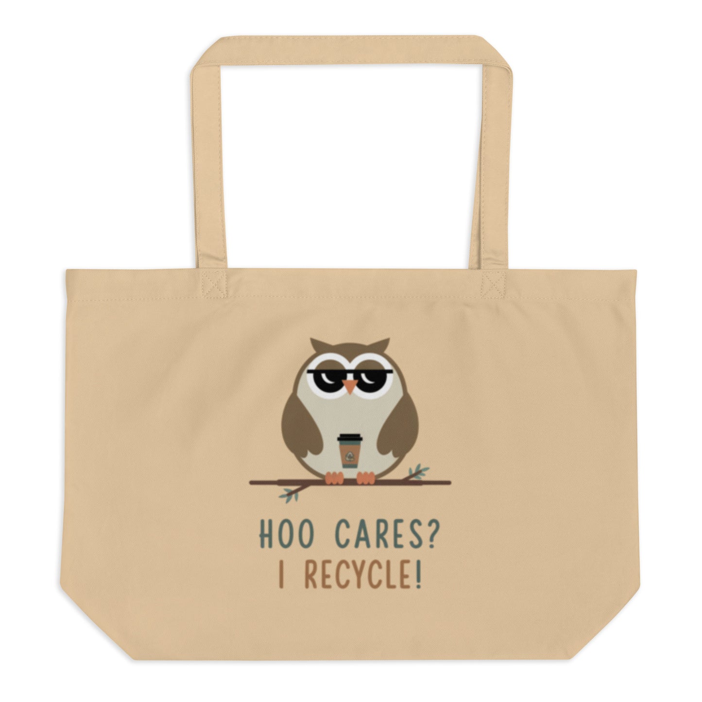 Large Organic Tote Bag | Sustainable & Spacious for Owl Lover Dudeily