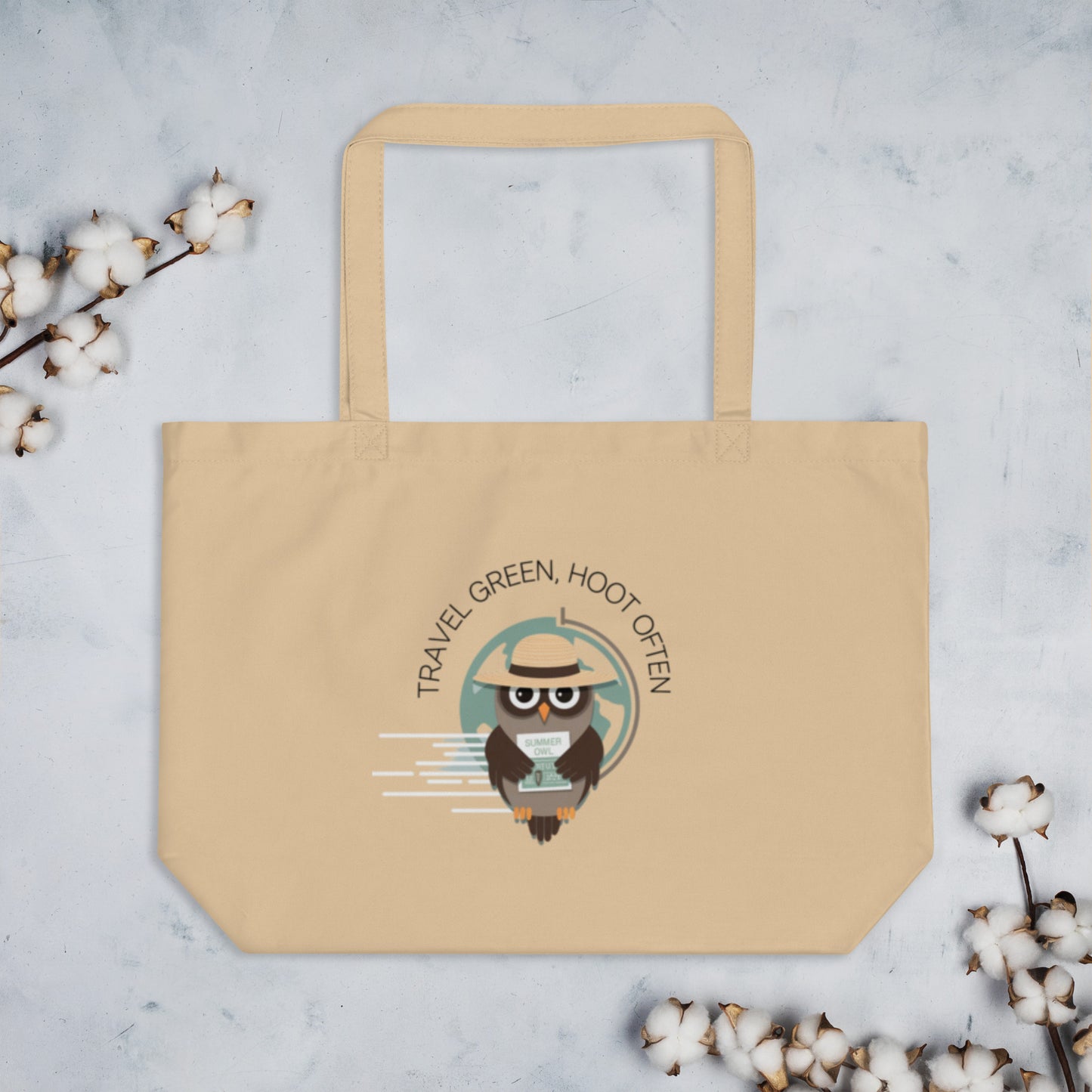 Large Organic Tote Bag | Owl Themed Sustainable & Spacious Dudeily