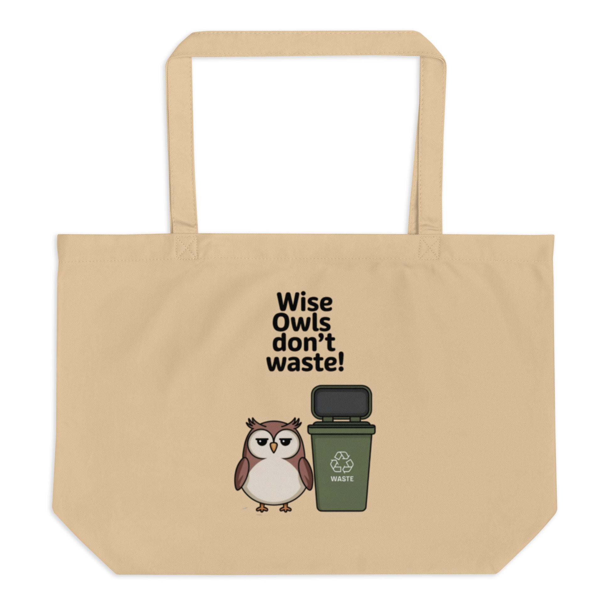 Large Organic Tote Bag | Owl Themed Sustainable & Spacious Dudeily
