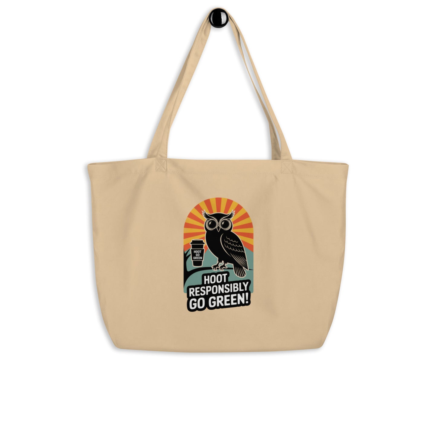 Large Organic Tote Bag | Owl Themed Sustainable & Spacious Oyster Dudeily
