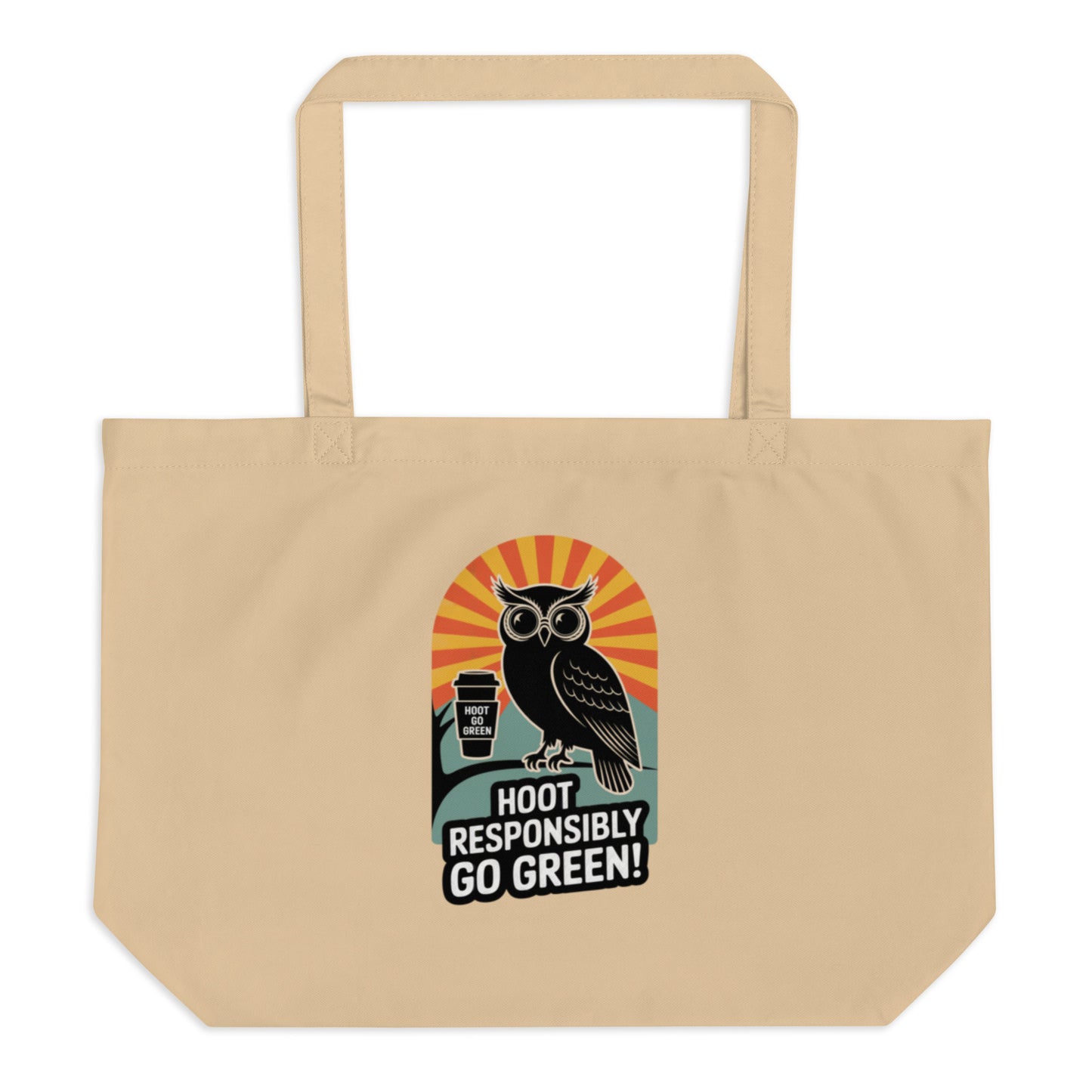 Large Organic Tote Bag | Owl Themed Sustainable & Spacious Dudeily