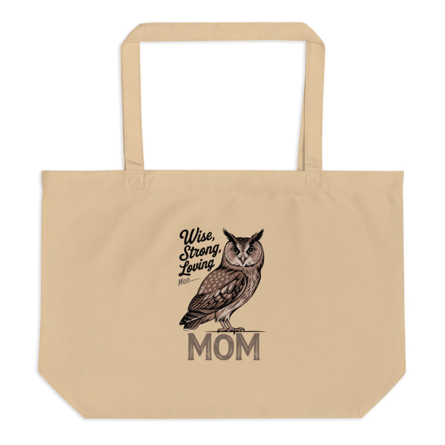 Large Organic Tote Bag – Owl Themed Eco-Friendly Cotton Bag for Nature Lovers Oyster Dudeily