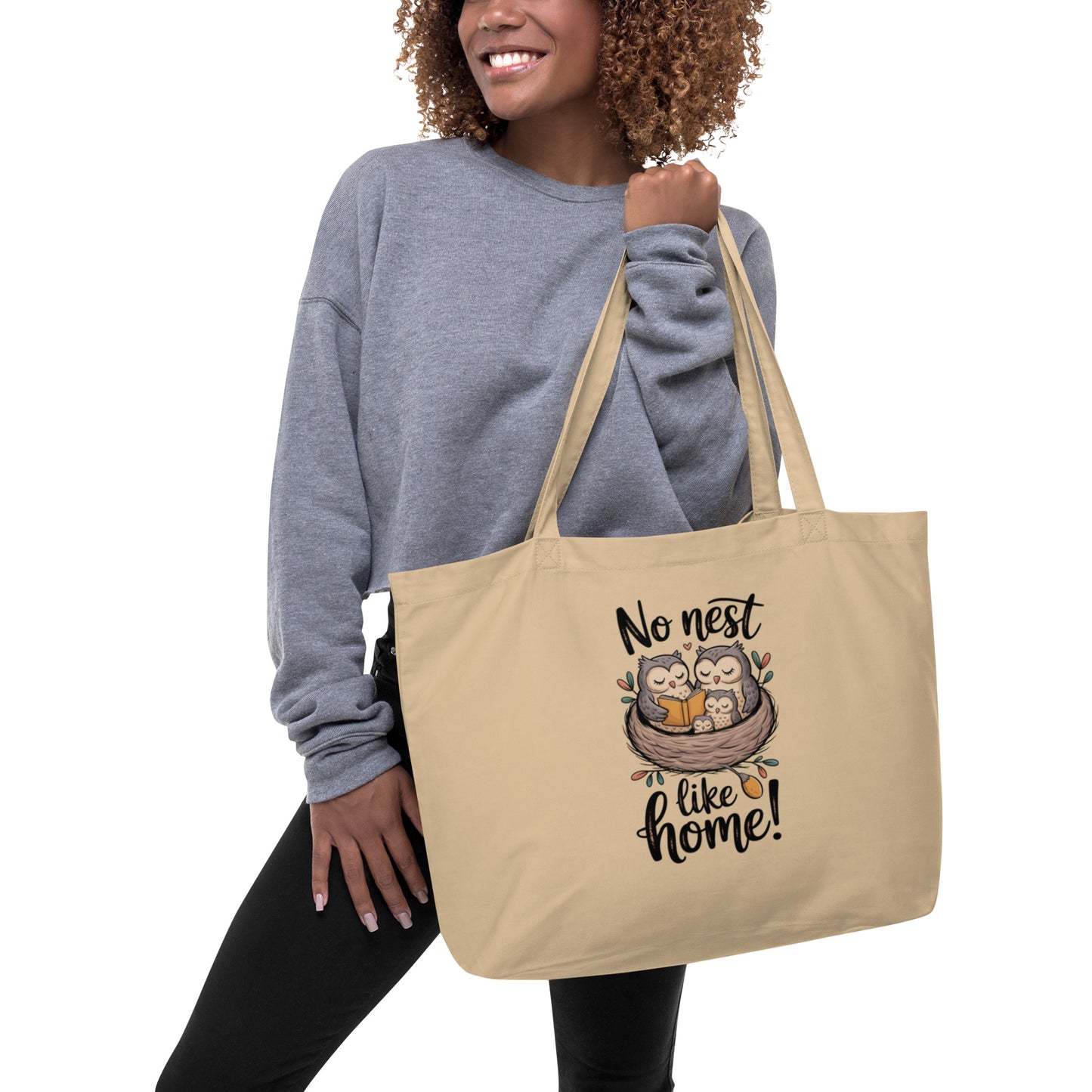 OwlNest Large Organic Tote Bag – Eco Style with Room to Spare Dudeily