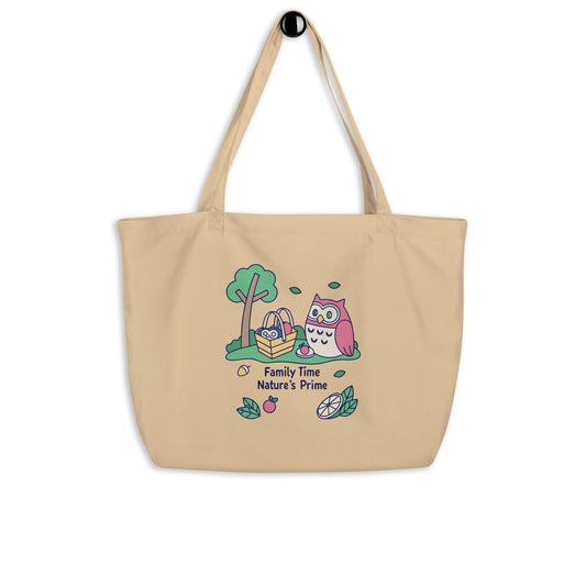 Large Organic Tote Bag – OwlCarry Sustainable Fashion Essential for Family Day Oyster Dudeily
