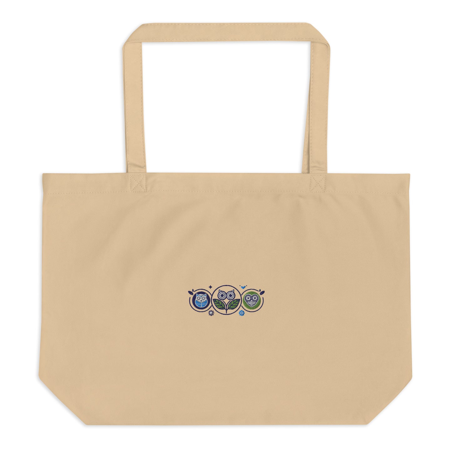 Large Organic Tote Bag: Nature’s Union | Owl Embroidered Eco-Friendly Fashion USA by Dudeily Dudeily