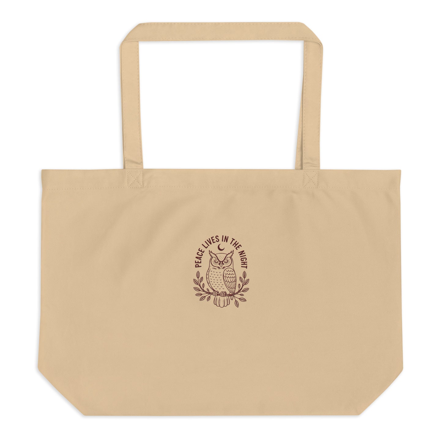Owl Large Organic Tote Bag – 'Peace Lives in the Night' in Fall | Sustainable Fashion USA Dudeily