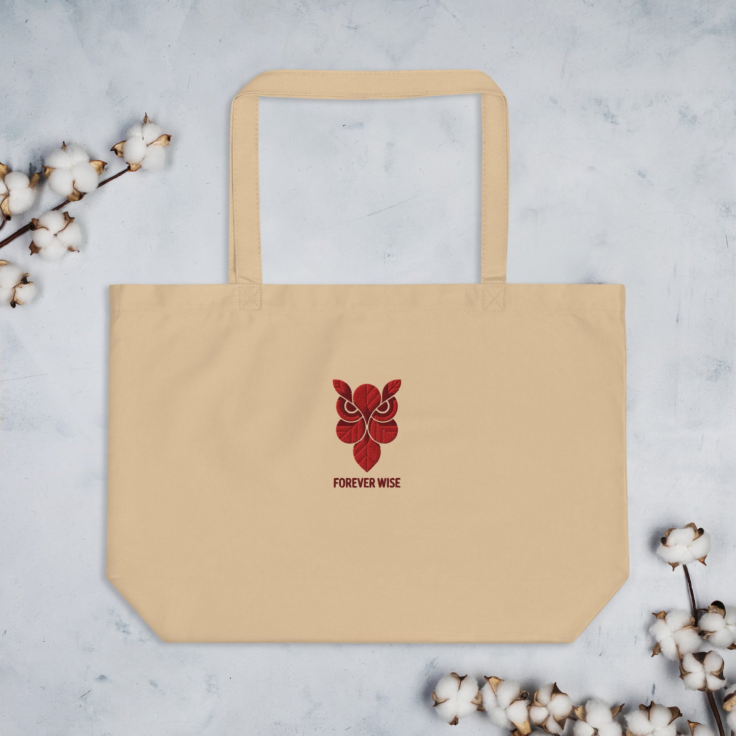 Owl Large Organic Tote Bag: 'Forever Wise' in Fall | Sustainable Fashion USA Dudeily