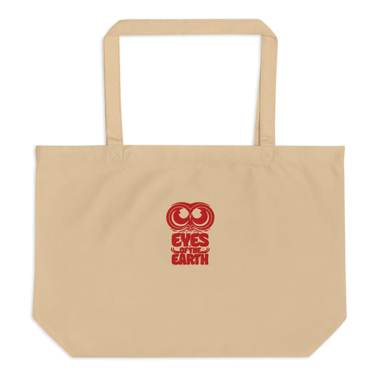 Owl Large Organic Tote Bag: 'Eyes of the Earth' in Fall | Sustainable Fashion USA Dudeily