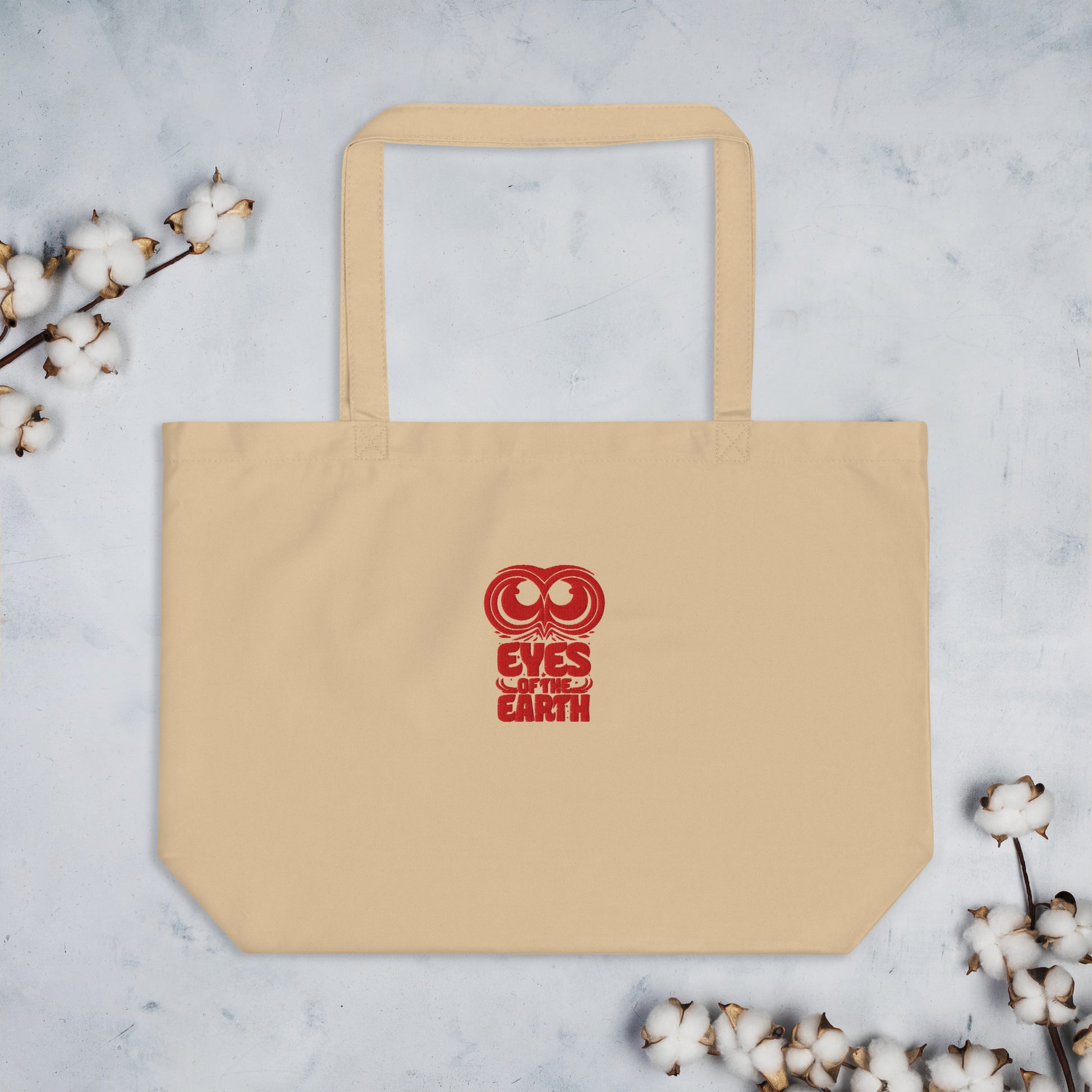 Owl Large Organic Tote Bag: 'Eyes of the Earth' in Fall | Sustainable Fashion USA Dudeily
