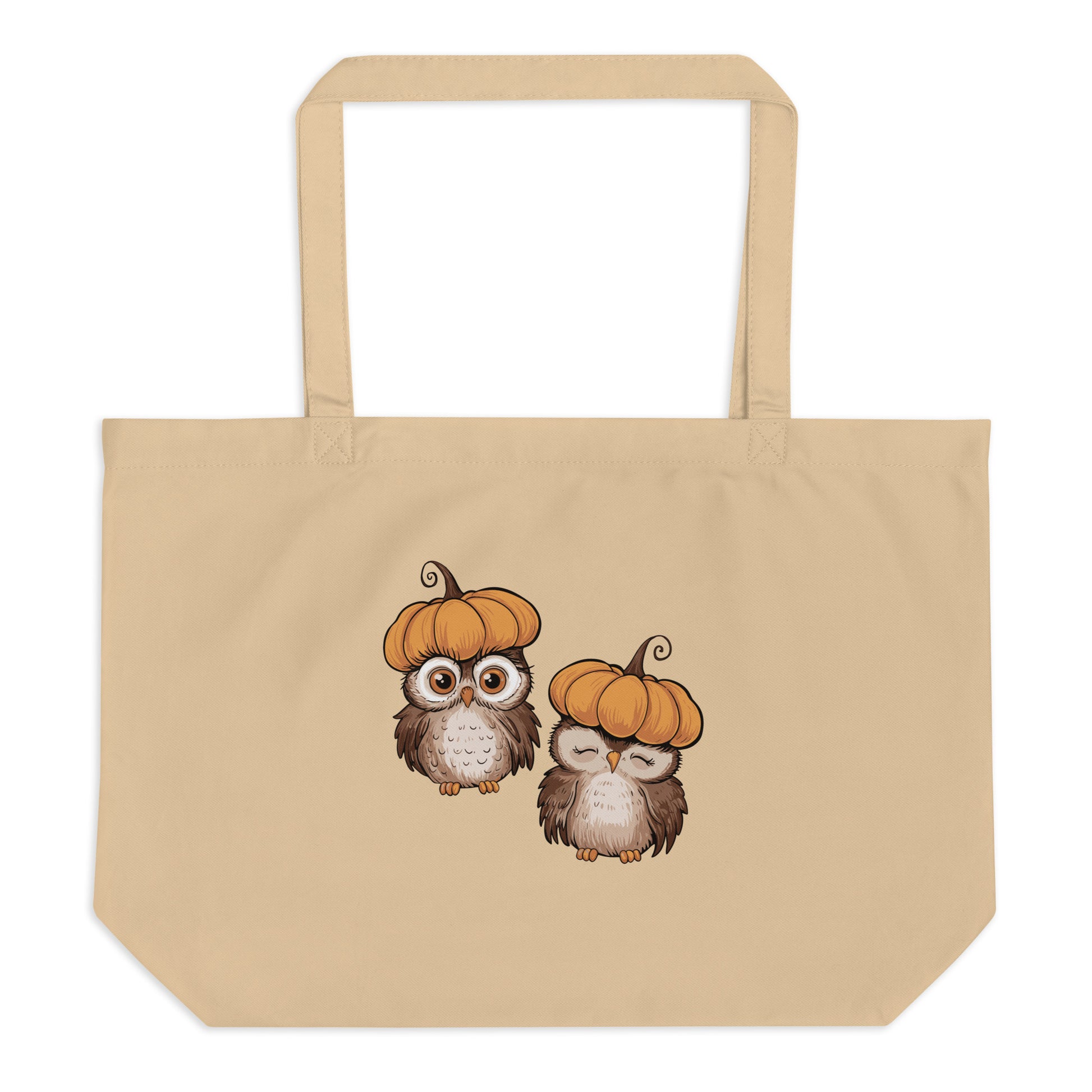 Large Organic Tote Bag: Halloween Owl Eco-Friendly Style USA Dudeily