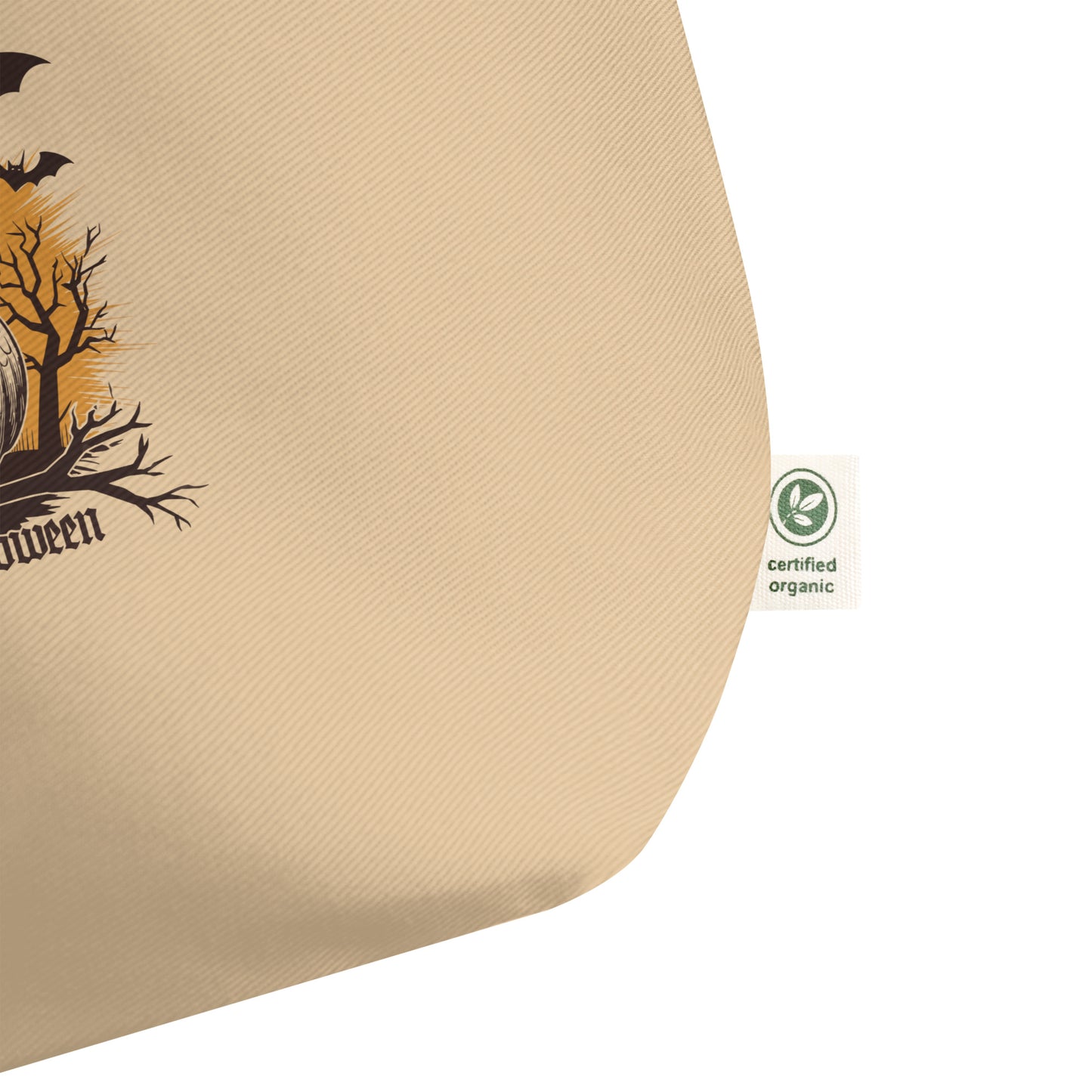 Large Organic Tote Bag: Halloween Owl Eco-Friendly Sustainable USA Dudeily