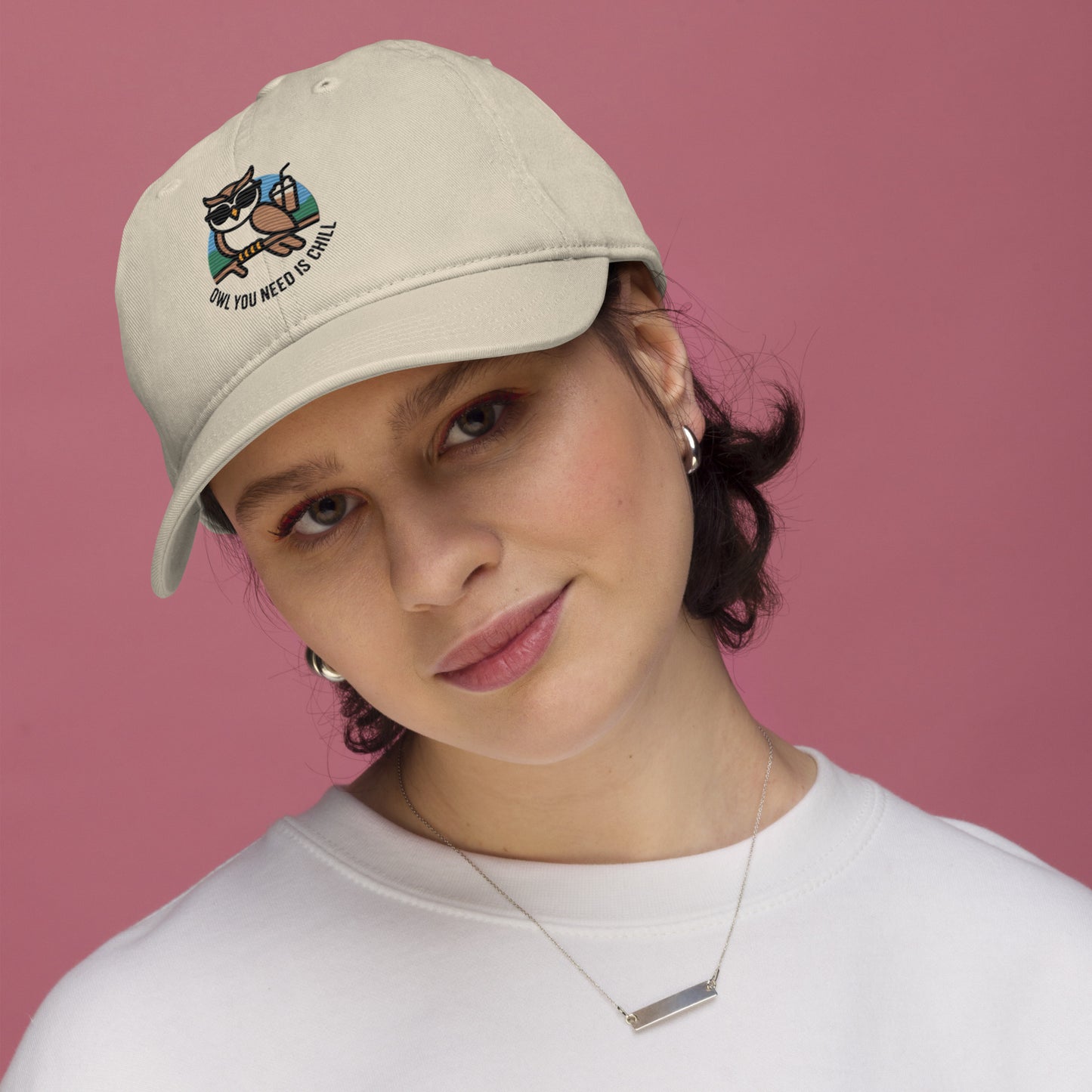 Owl-Themed Embroidered Organic Dad Hat | Ethical & Sustainable Headwear for Nature Lovers Dudeily