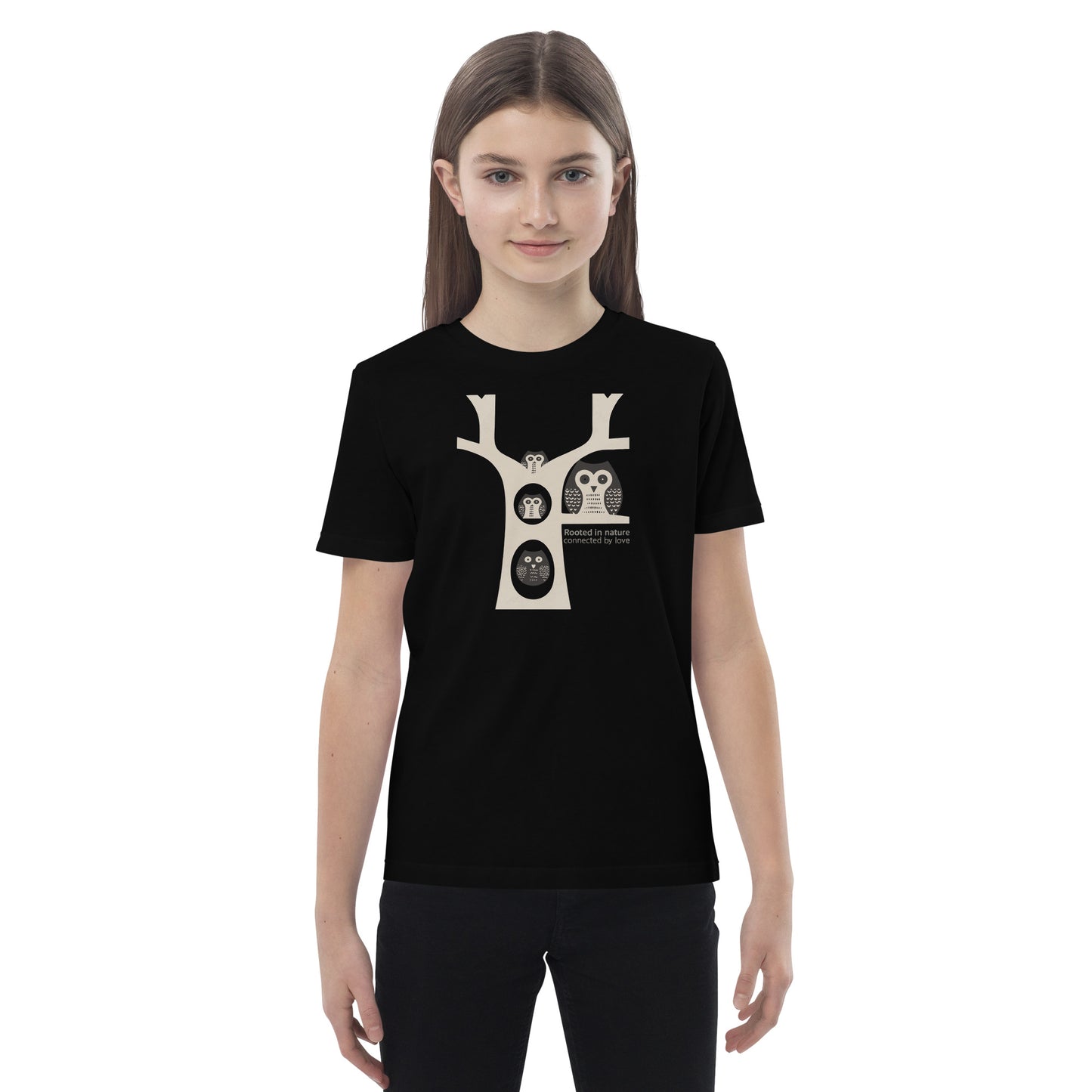 Organic Cotton Kids T-Shirt – Little Owl Tee for Family Day & Sustainable Fashion Black Dudeily