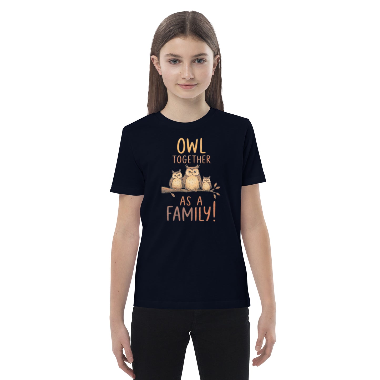 Organic Cotton Kids T-Shirt – OwlCub Sustainable Fashion Tee for Fun Family Days French Navy Dudeily