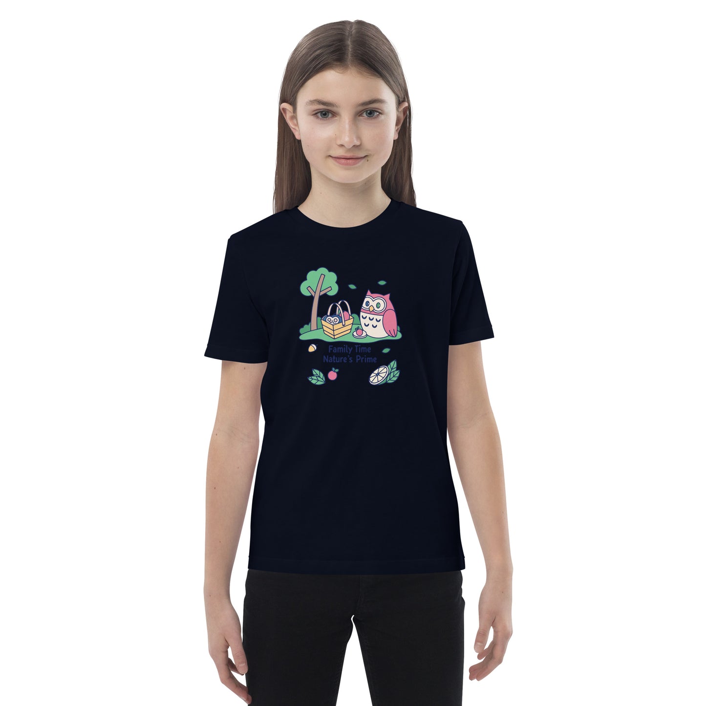 Organic Cotton Kids T-Shirt – OwlBuddy Sustainable Fashion Tee for Family Day Fun French Navy Dudeily