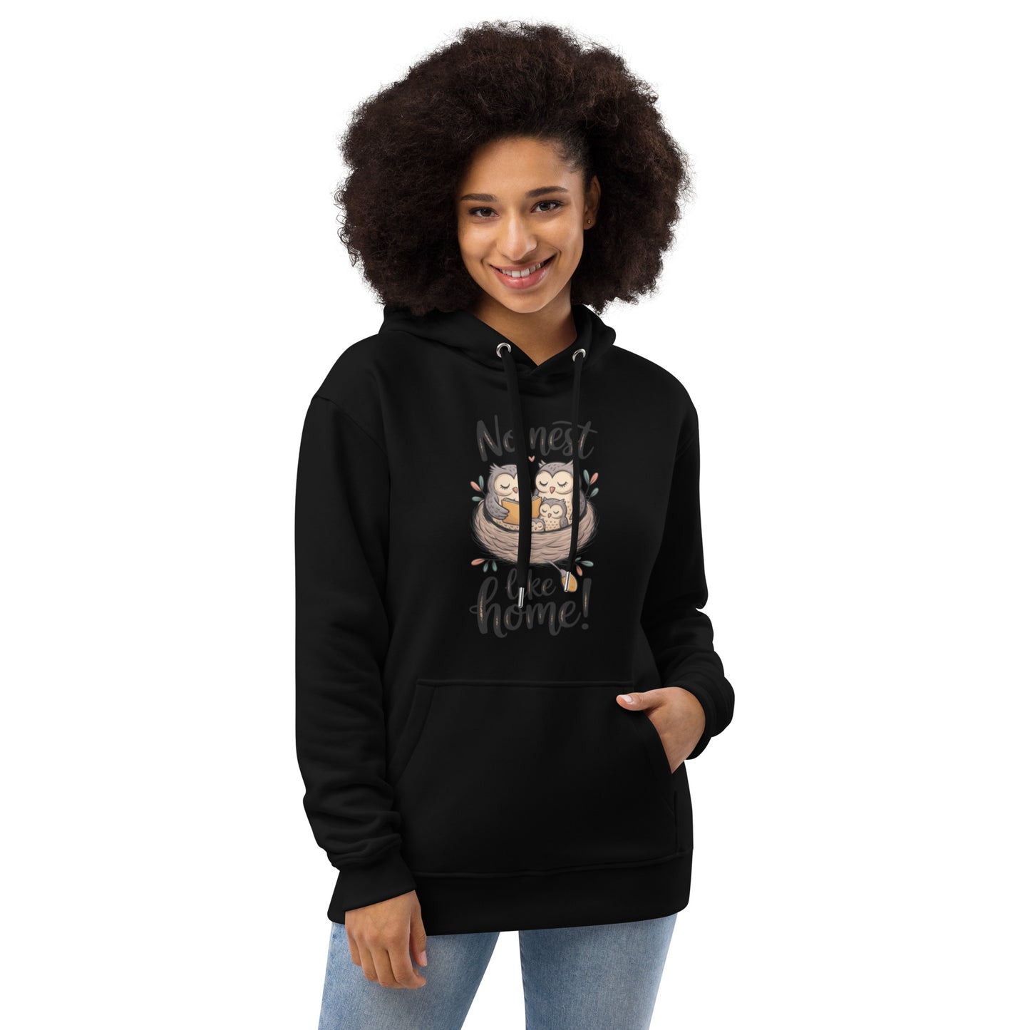 OwlNest Premium Eco Hoodie – Sustainable Luxury, Nature-Inspired Black Dudeily