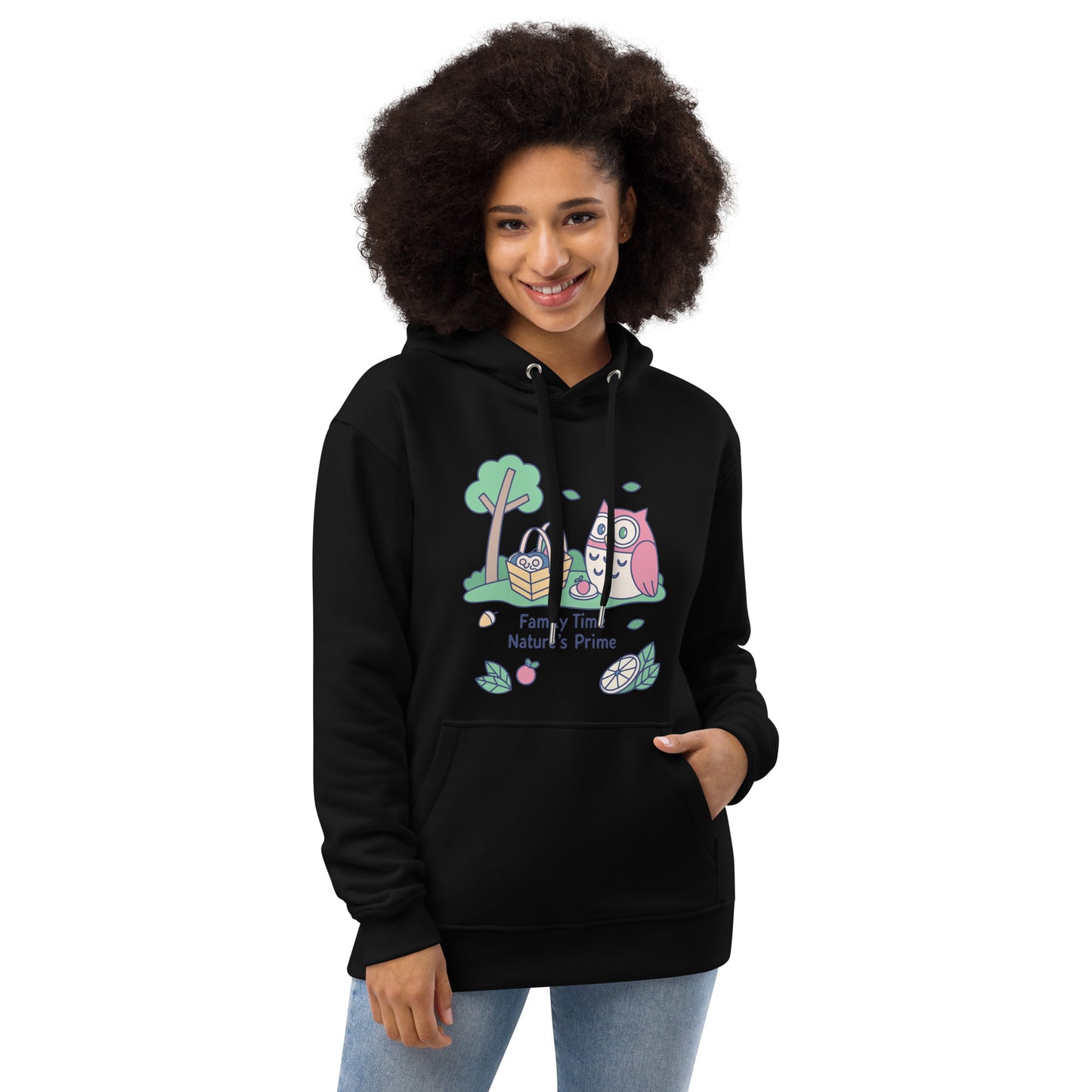 Premium Eco Hoodie – OwlElite Sustainable Fashion for Stylish Family Day Moments Black Dudeily