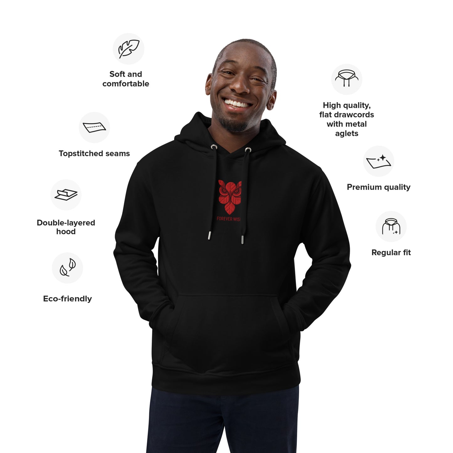 Owl Premium Eco Hoodie: 'Forever Wise' in Fall | Sustainable Fashion USA Dudeily