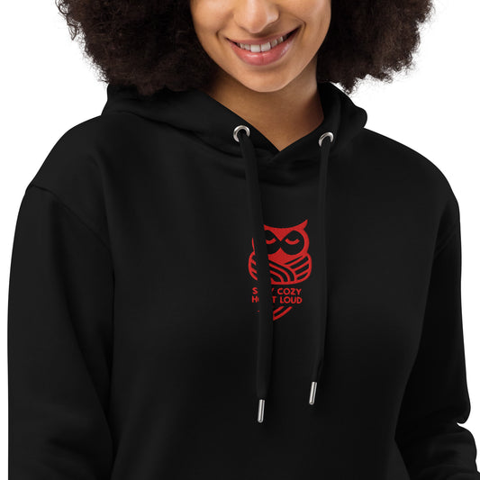 Owl Premium Eco Hoodie: 'Stay Cozy Hoot Loud' in Fall | Sustainable Fashion USA Black Dudeily