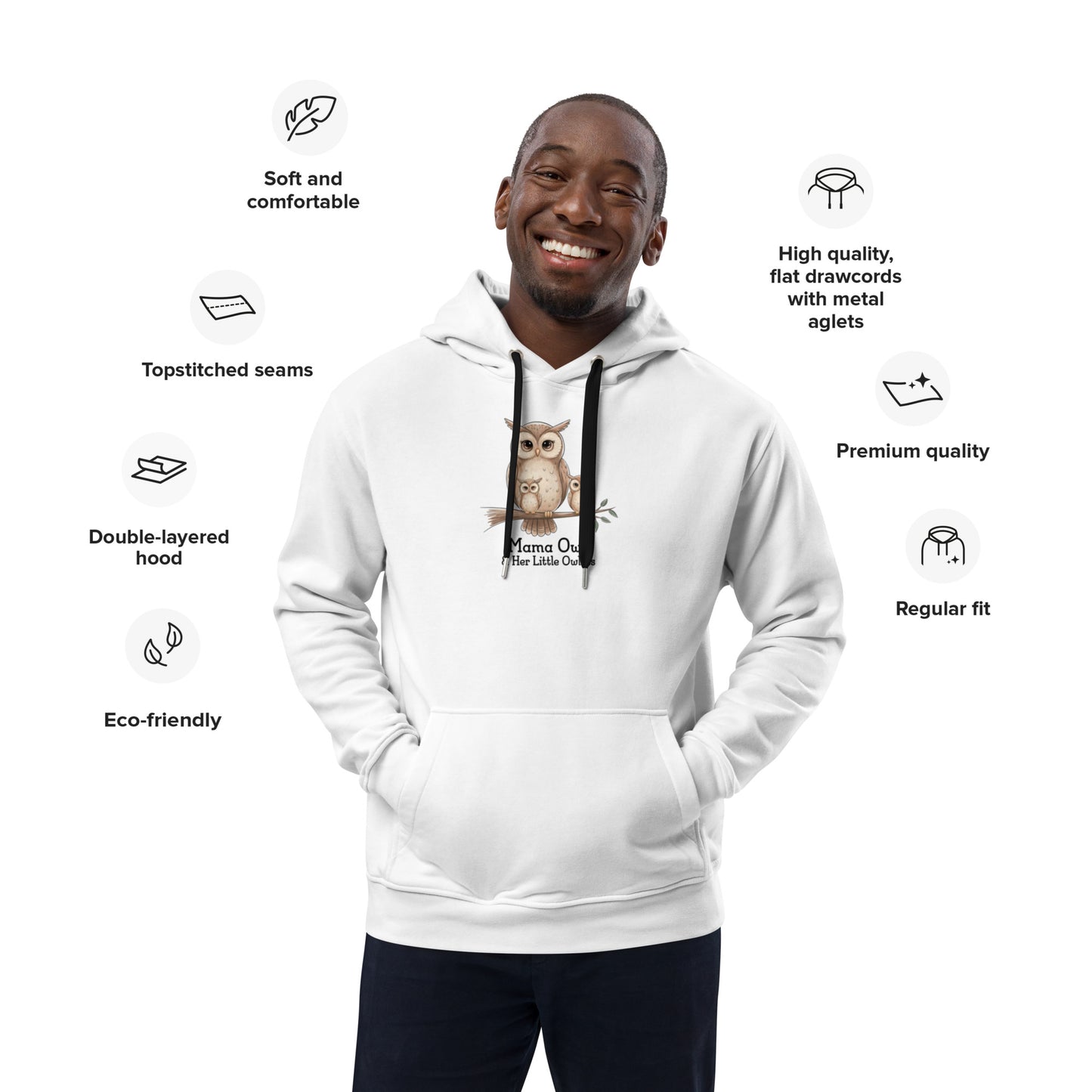 Premium Eco Hoodie - Owl Themed Sustainable Fashion Dudeily